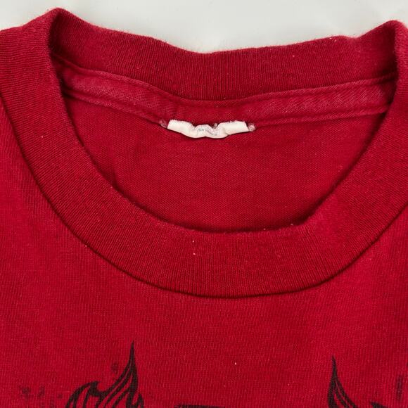 Vintage Y2K Jesus Cross Men's Sm Red Tribal Tough Love Affliction Style T Shirt - Picture 3 of 6